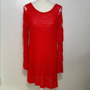Zara Elegant Red Knit Dress Large